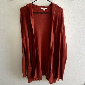 Cozy Rust Open-Front Cardigan